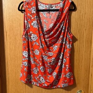 Draped Floral Cowl Neck Camisole in Red